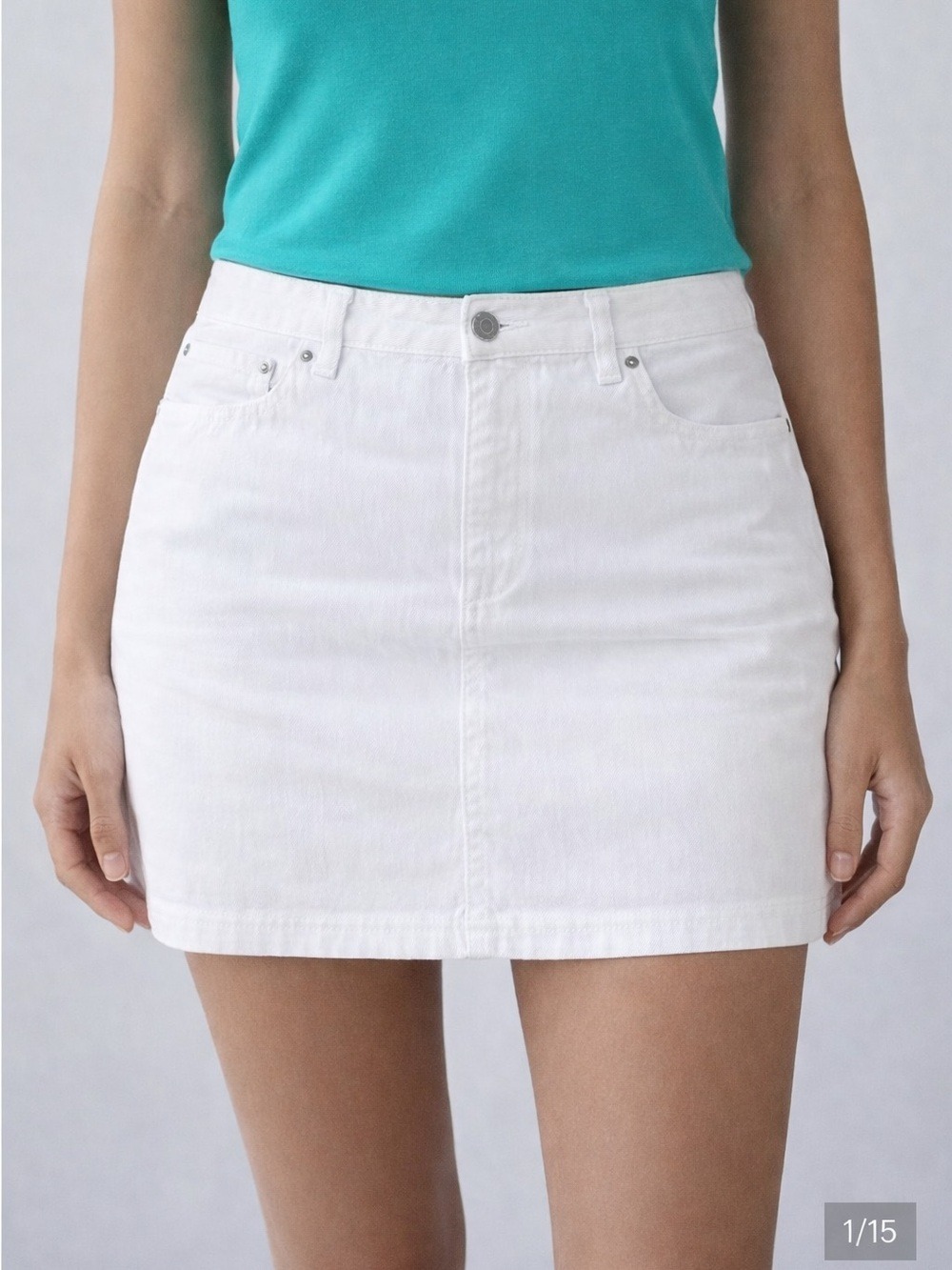 😍CLEARANCE - COTTON GINNY White Stretch Denim Cotton Skirt Plus size 24